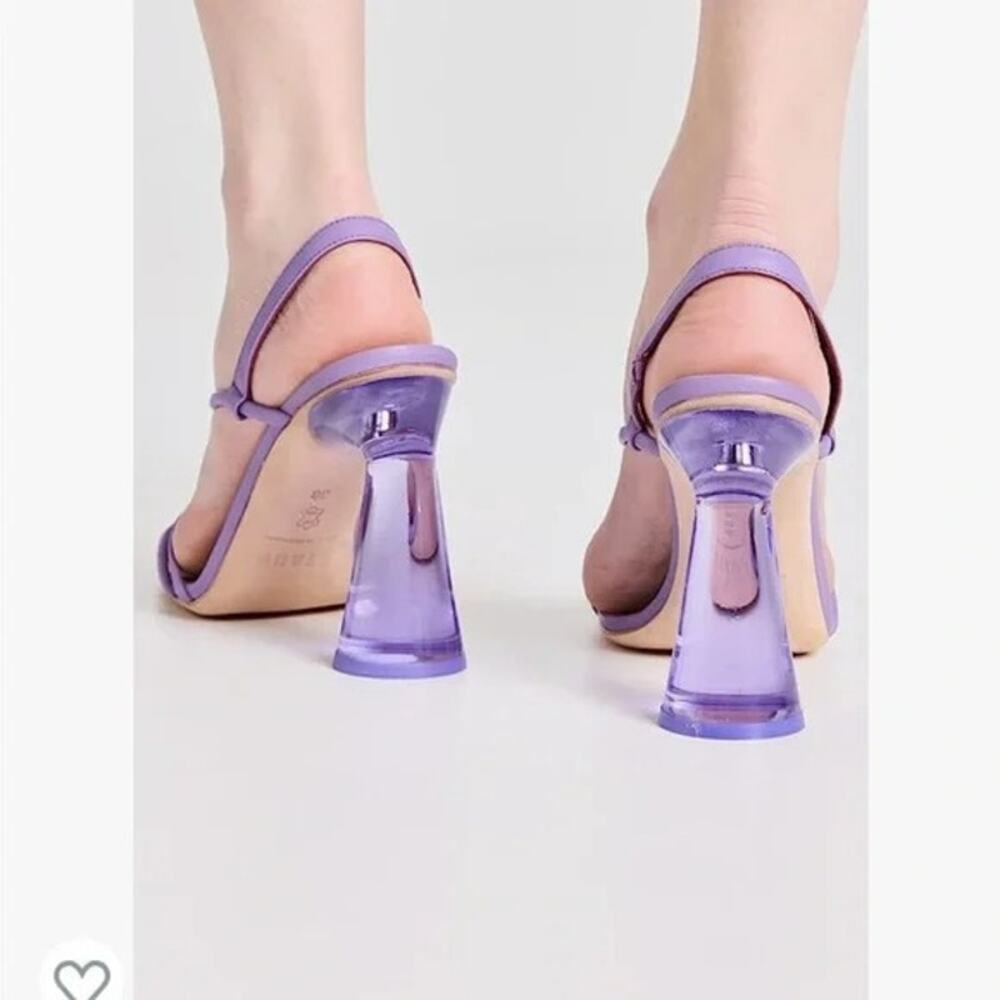 NWOT STAUD Leanne Lilac Leather Slingback Acrylic Heel Sandals EU 40 / US 9.5 - Picture 4 of 4